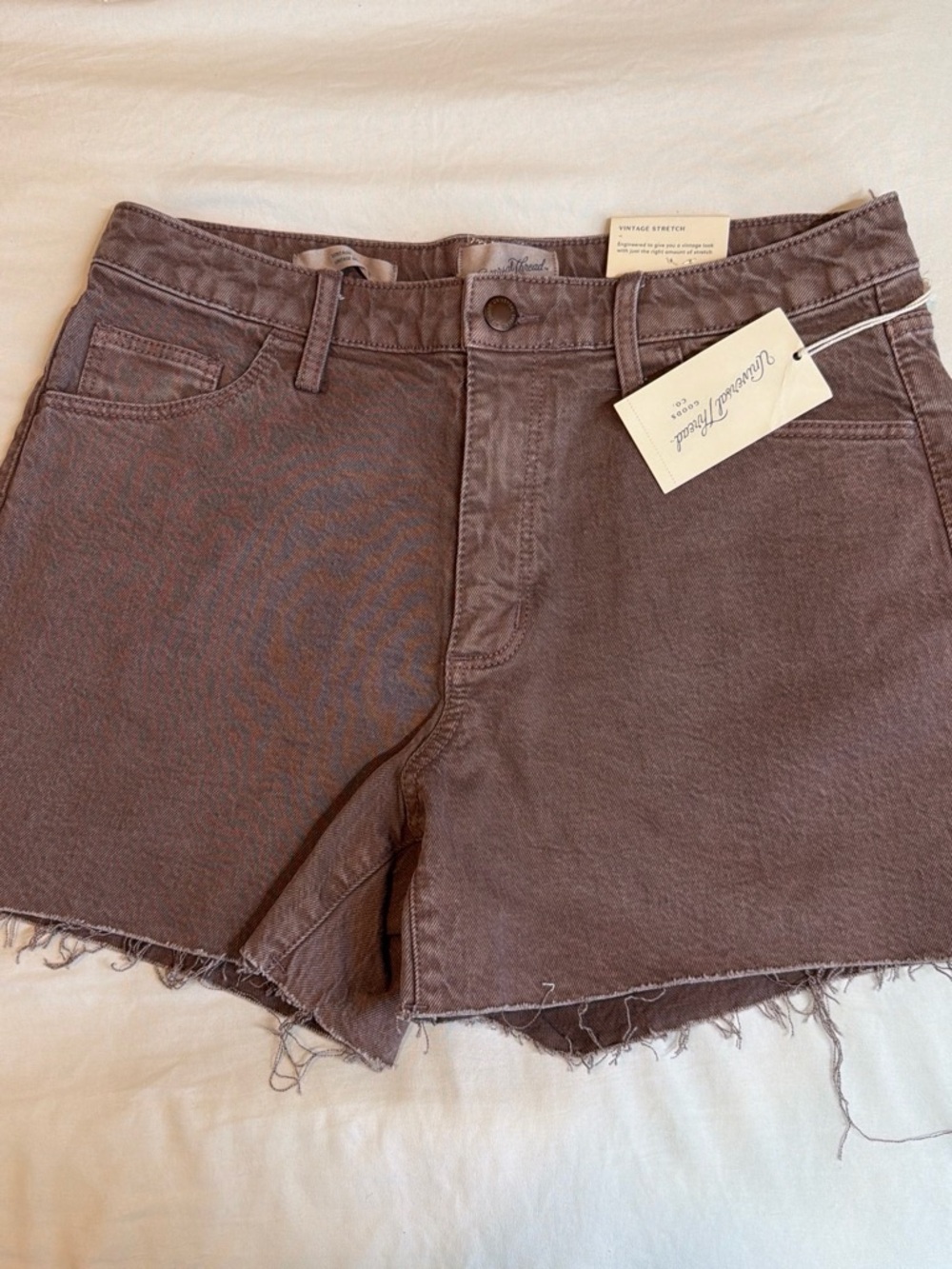 Universal Thread Brown/Dusty Mauve Midi Raw Hem Jean Shorts